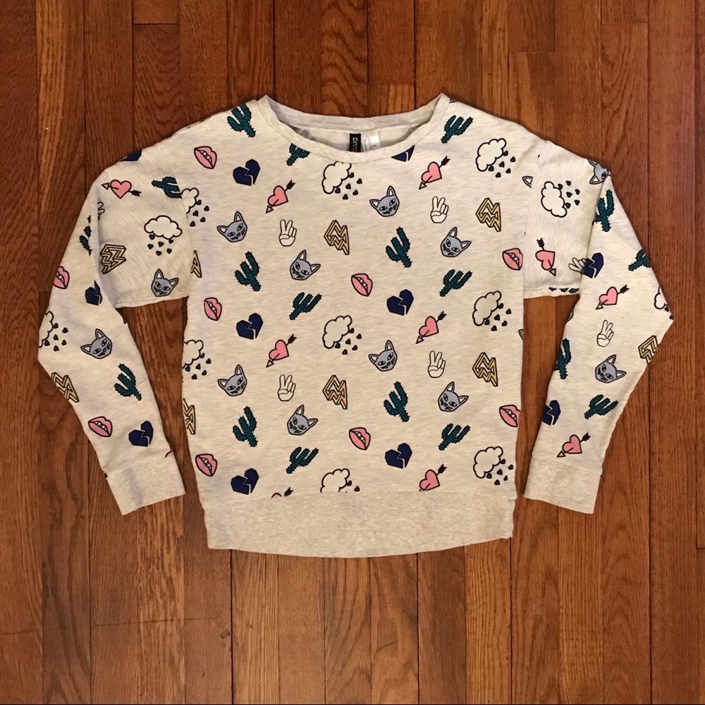 Women’s Cat Cactus Peace Heart LS Top XS #942